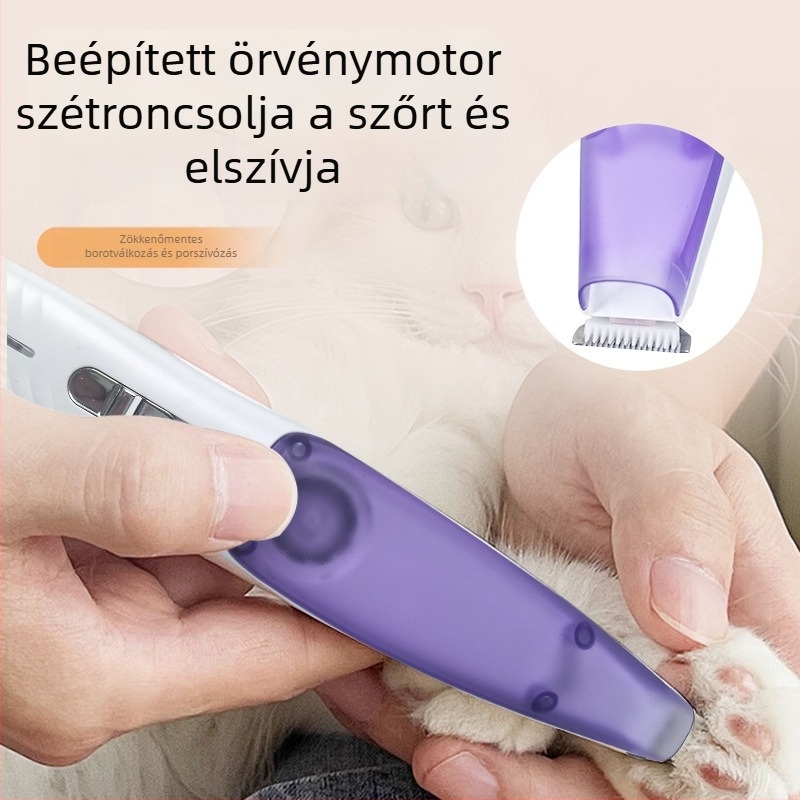 Háziállatok mancsainak szőrzetvágója - újratölthető, beépített porgyűjtővel, alacsony zajszint, elektromos trimming macskáknak és kutyáknak