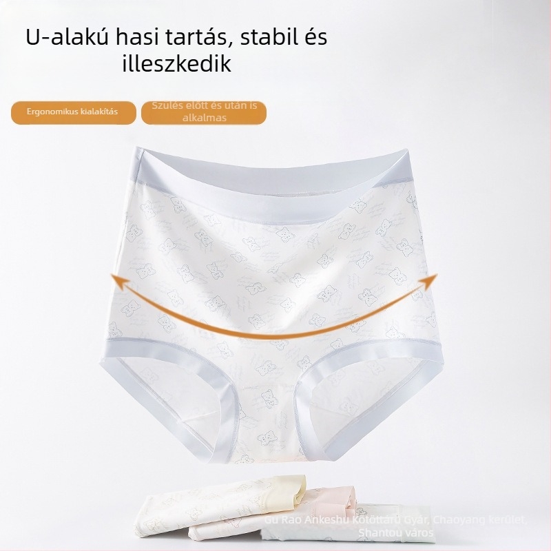 Nagy méretű terhesnadrág magas derékkal a has támogatásáért, antibakteriális pamut intim rész, légáteresztő és kényelmes terhességre és a szülés utáni időszakra