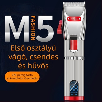Professzionális hajvágó gép, modell M5/M5F, rozsdamentes acél vágófej, újratölthető, nem vízálló, alkalmas háziállatok számára