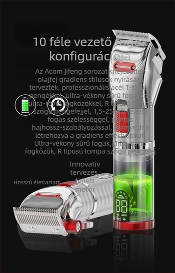 Professzionális hajvágó gép, modell M5/M5F, rozsdamentes acél vágófej, újratölthető, nem vízálló, alkalmas háziállatok számára