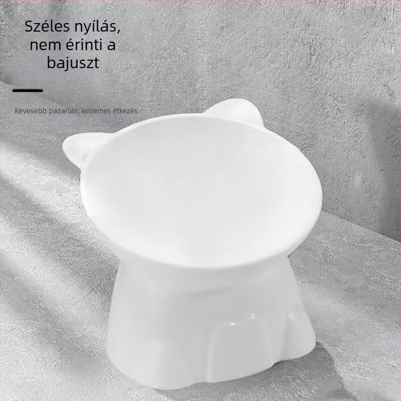 Álló macskatál etetésre és ivásra, a felborulás elleni védelem, magas lábú, nyakvédő kialakítás