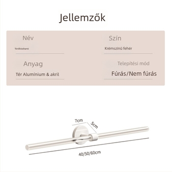 Akril törölközőtartó fürdőszobába, rögzítés fúrás nélkül; oxidációs felületkezelés; anyag: akril; teherbírás >5 kg; osztályozás: törölközőtartó rúd.