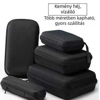 Általános, multifunkcionális tároló tok töltők és power bankok számára, nagy kapacitású, kemény héj, por- és ütésálló