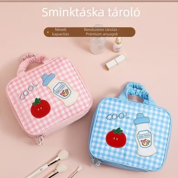 Oxford anyagból készült kozmetikai táska, karikatúra hímzéssel, vízálló és bővíthető, cipzáras zárás