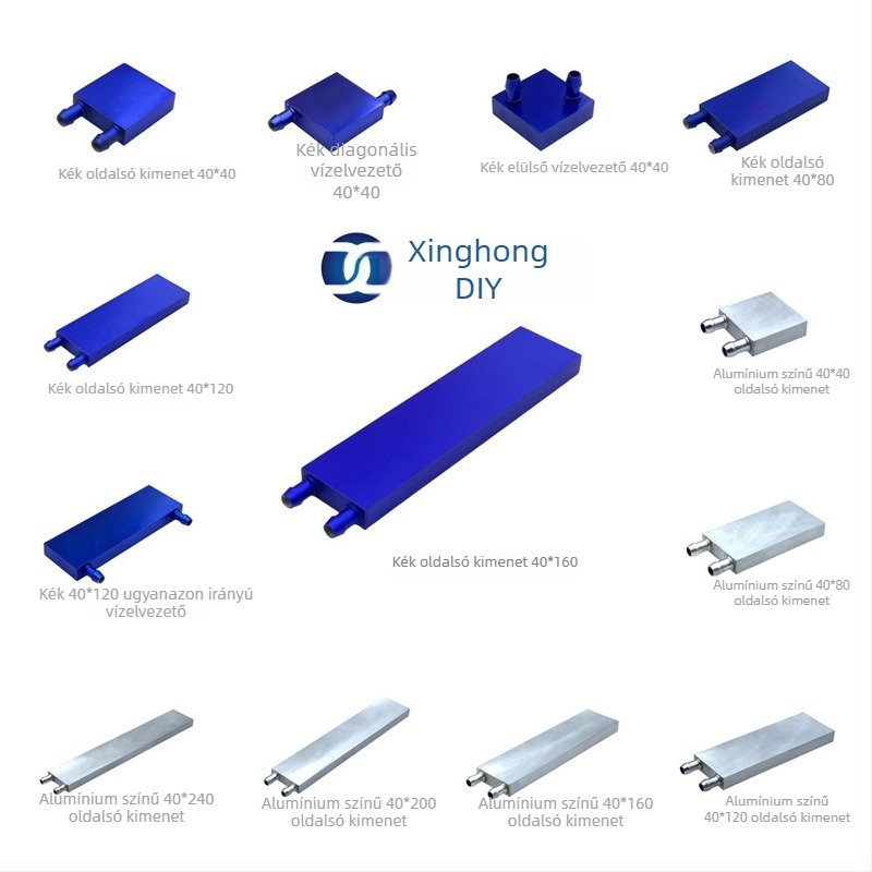 Alumínium vízhűtő fej — modell Aluminum cold head; anyag: alumínium; kompatibilis hőelvezető rendszerekkel; márka XHDIY
