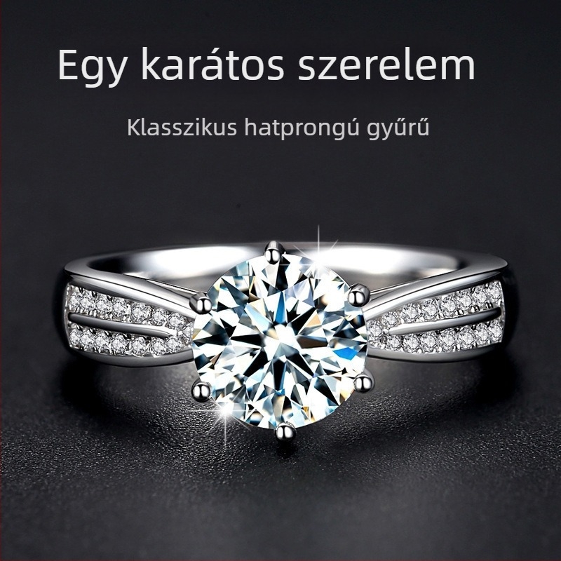 Nyitott hatszárnyú cirkónium gyűrű, réz, Jiumei, elektroplakált, női koreai stílus
