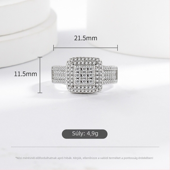 Rézgyűrű négyszögletes geometriai formával – elektroplatált felület, könnyed luxus stílusú kézhez illő ékszer