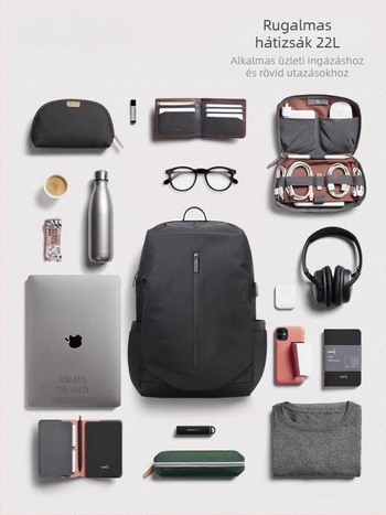 Laptop hátizsák, uniszex, poliészter, vízálló, városi minimalist Stílus, kapacitás 20–35L, kompatibil 16 hüvelykes laptophoz, ideális szabadidős utazásokhoz