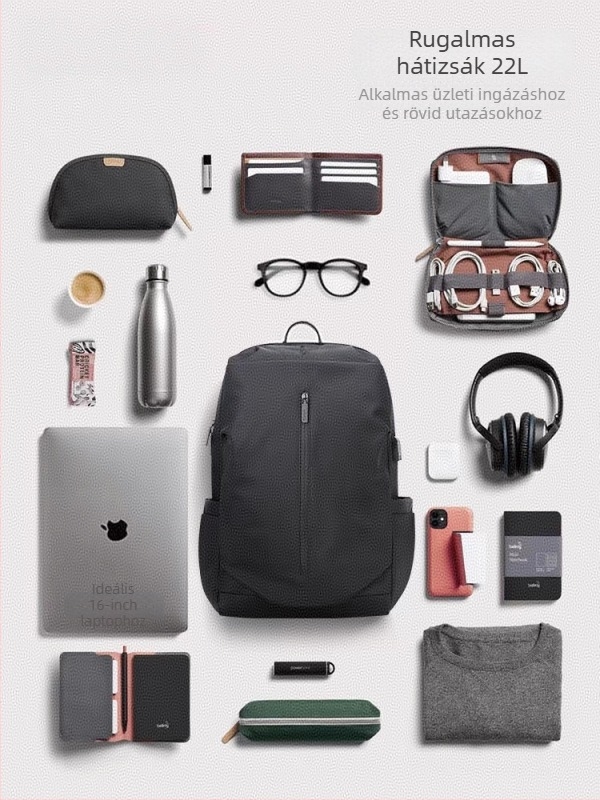 Laptop hátizsák, uniszex, poliészter, vízálló, városi minimalist Stílus, kapacitás 20–35L, kompatibil 16 hüvelykes laptophoz, ideális szabadidős utazásokhoz