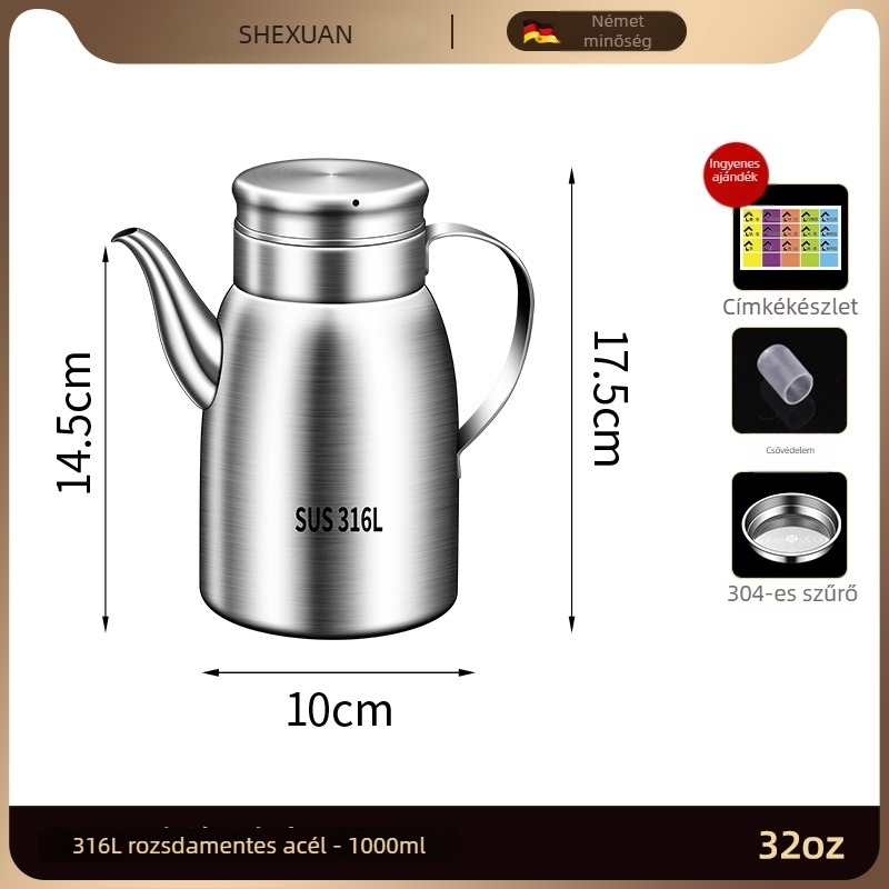 316L rozsdamentes acél olajtartó konyhához, élelmiszer-minőség, automatikus nyitás-zárás