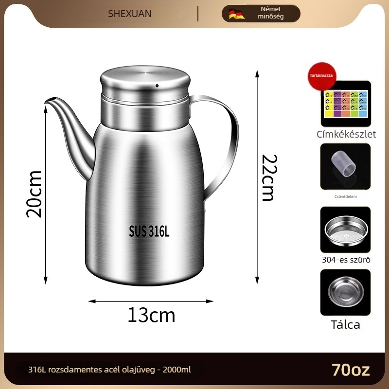 316L rozsdamentes acél olajtartó konyhához, élelmiszer-minőség, automatikus nyitás-zárás