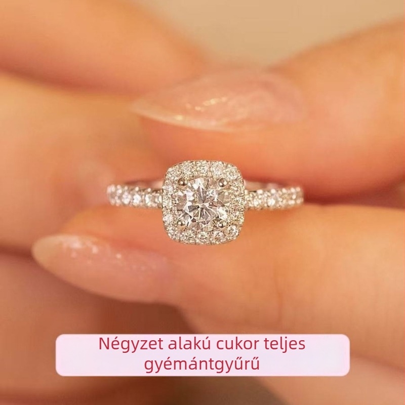 Geometriai gyűrű gyémántbeültetéssel rézből – állítható gyűrű, elegáns kiegészítő