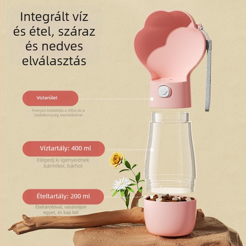 Műanyagból készült hordozható víz- és etető pohár kültéri sétákhoz, kutyák és macskák számára