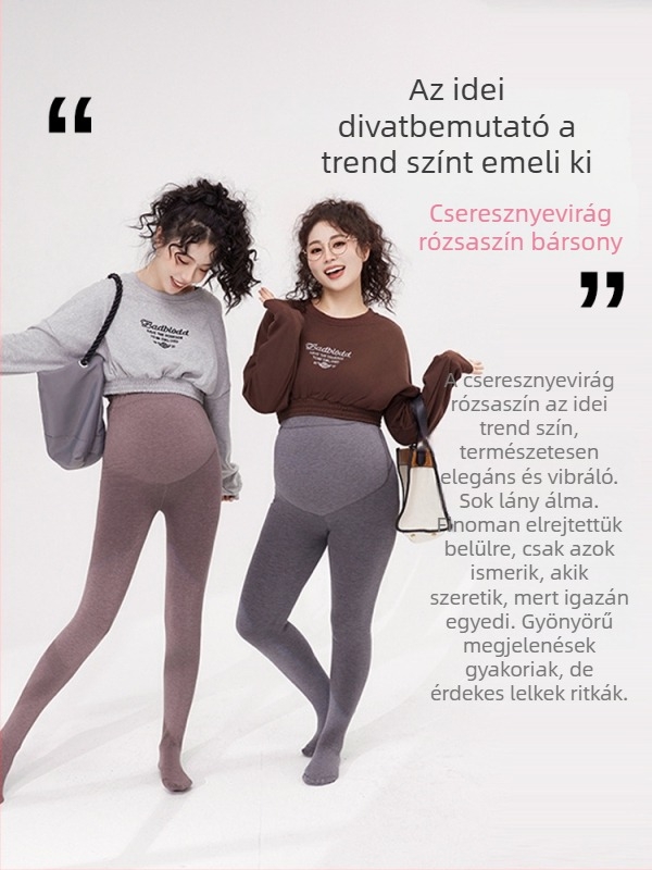 Várandós nőknek fleece-béléses harisnya, nagy méret, kényelmes és meleg, őszi-téli.