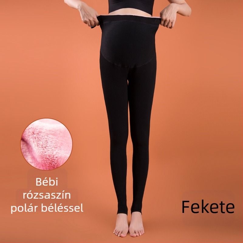 Várandós nőknek fleece-béléses harisnya, nagy méret, kényelmes és meleg, őszi-téli.