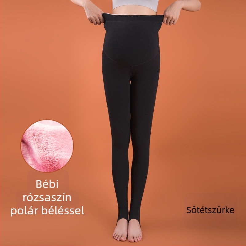 Várandós nőknek fleece-béléses harisnya, nagy méret, kényelmes és meleg, őszi-téli.