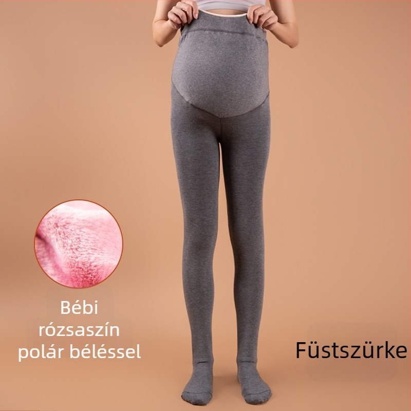 Várandós nőknek fleece-béléses harisnya, nagy méret, kényelmes és meleg, őszi-téli.