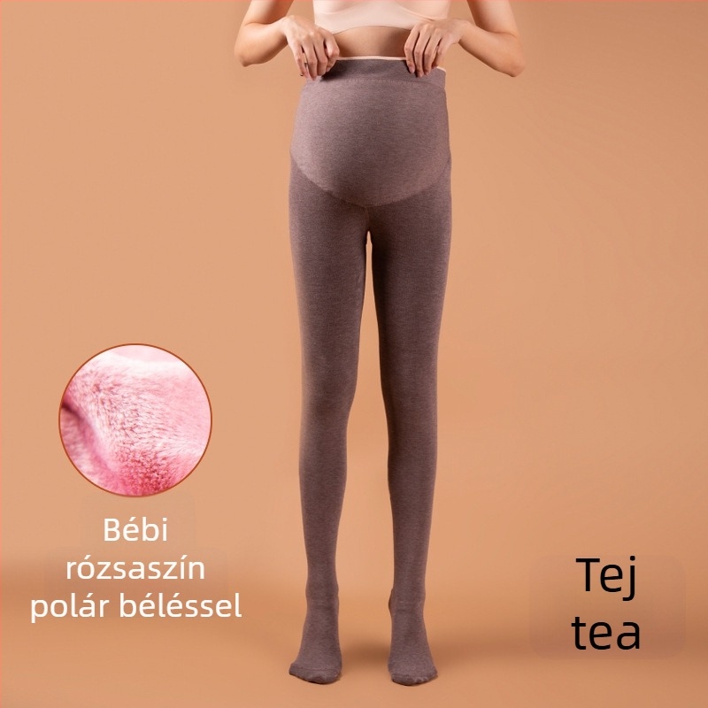 Várandós nőknek fleece-béléses harisnya, nagy méret, kényelmes és meleg, őszi-téli.