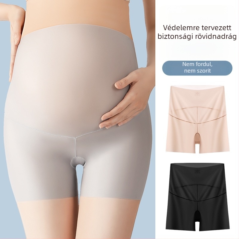 Anyaszügyi biztonsági alsó, magas derekú és hastámogató, Ice Silk nyomott kötött anyag (50–70% nylon), keresztcsontnál 80–90% regenerált cellulóz rost, minden évszakra
