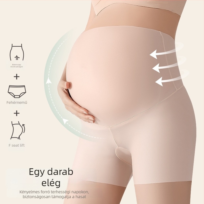 Anyaszügyi biztonsági alsó, magas derekú és hastámogató, Ice Silk nyomott kötött anyag (50–70% nylon), keresztcsontnál 80–90% regenerált cellulóz rost, minden évszakra