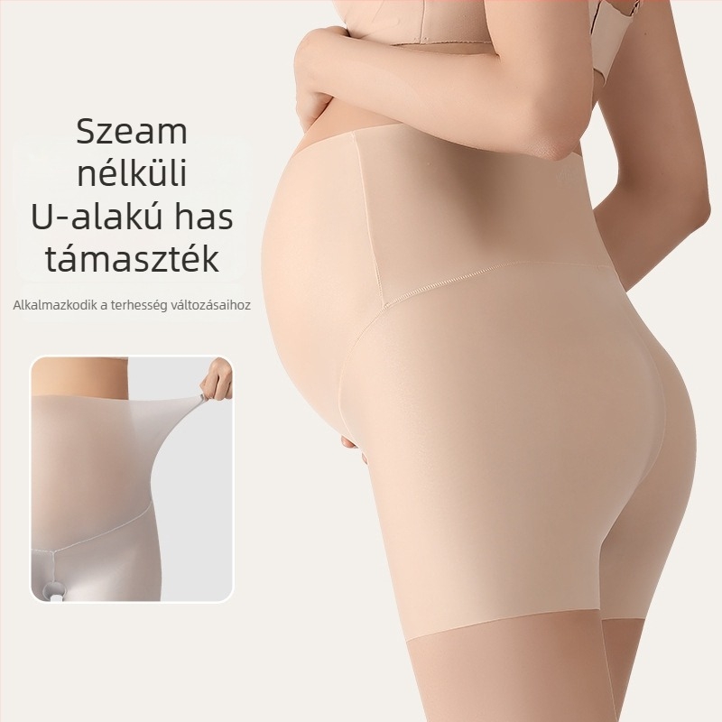 Anyaszügyi biztonsági alsó, magas derekú és hastámogató, Ice Silk nyomott kötött anyag (50–70% nylon), keresztcsontnál 80–90% regenerált cellulóz rost, minden évszakra