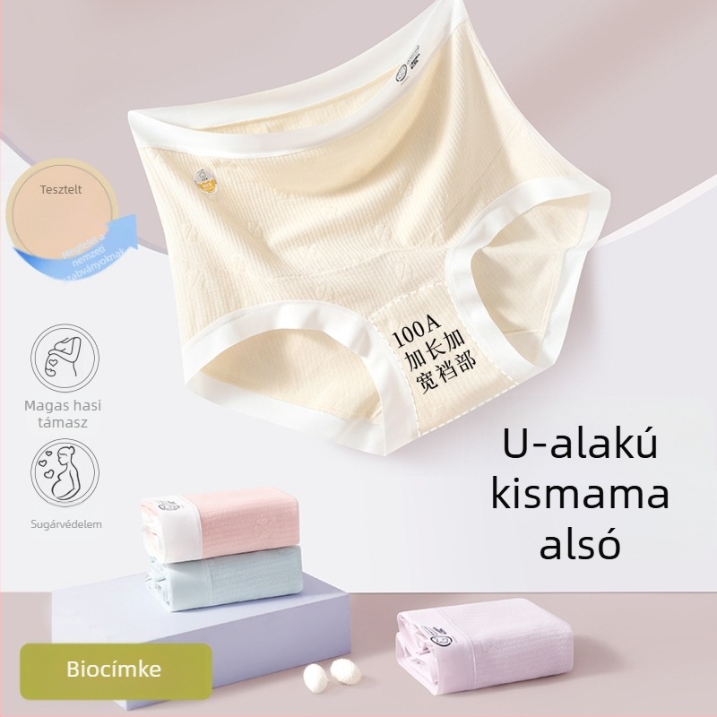 100A Probiotikus tiszta pamut terhes fehérnemű, magas derék, varrás nélküli, plusz méret, az egész terhesség idejére