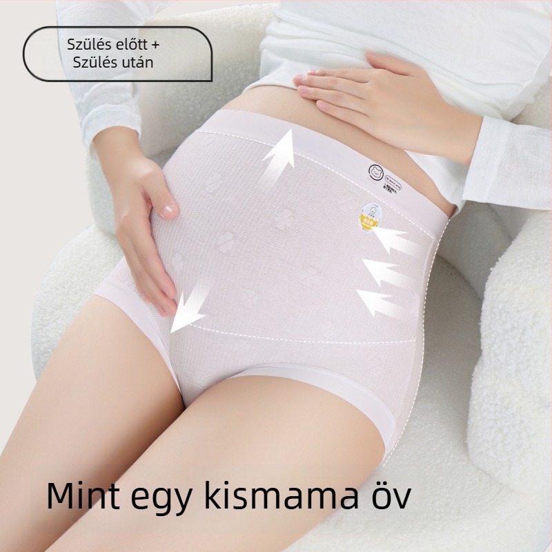 100A Probiotikus tiszta pamut terhes fehérnemű, magas derék, varrás nélküli, plusz méret, az egész terhesség idejére