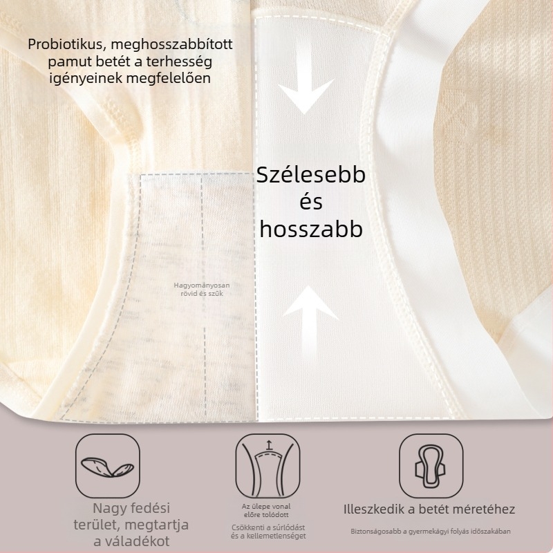 100A Probiotikus tiszta pamut terhes fehérnemű, magas derék, varrás nélküli, plusz méret, az egész terhesség idejére