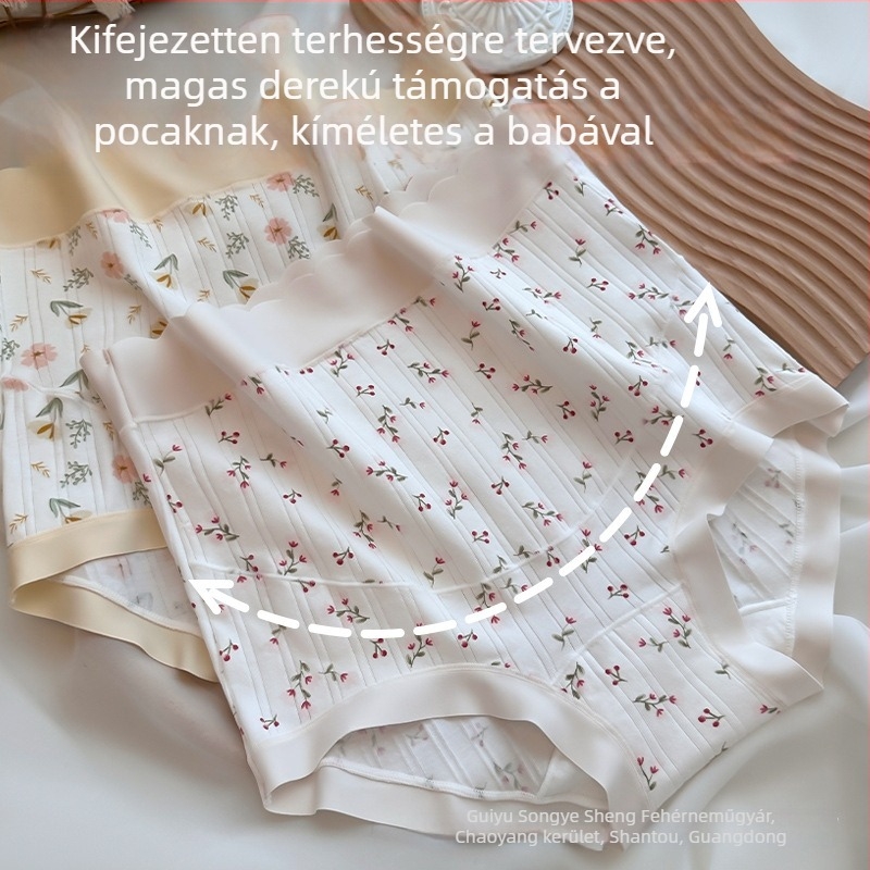 100% pamut kismama fehérnemű, magas derék, nagy méret, középső és késői terhességre, őszi–téli kivitel