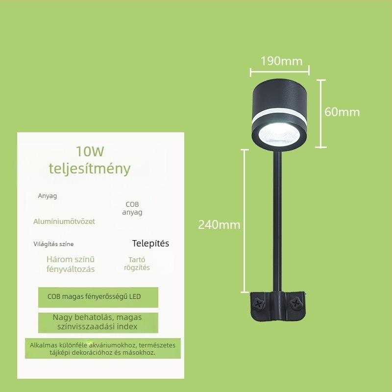 Ívelt csőklipes LED-akváriumvilágítás, 10W, alumíniumötvözet, 600 g, Zhongshan eredet