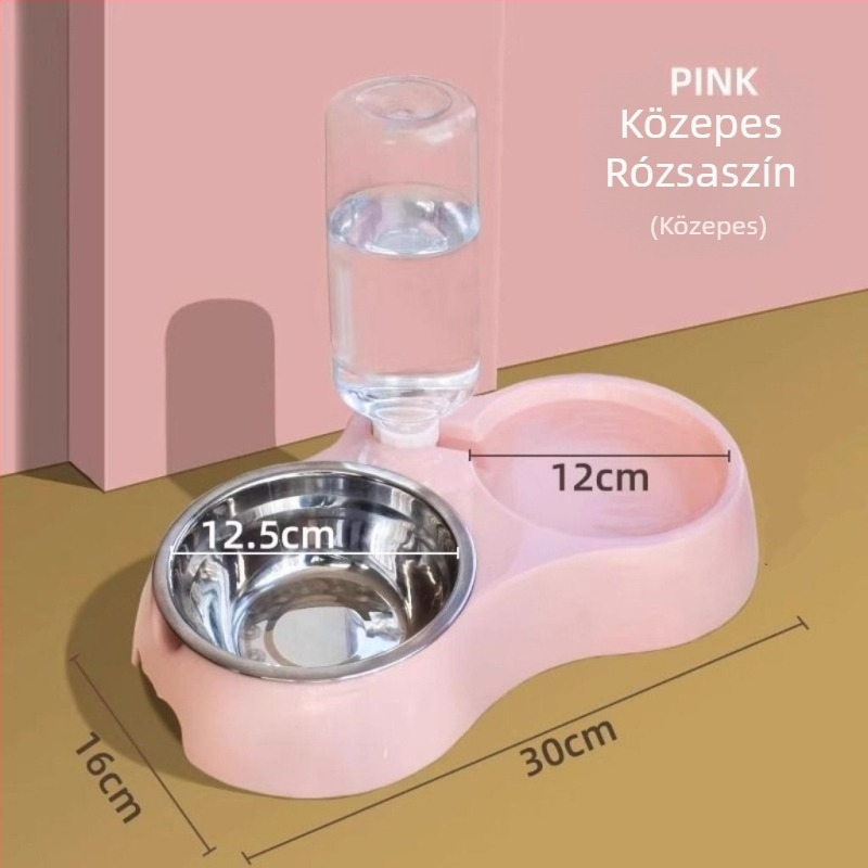 Két tálas etetőedény háziállatoknak automatikus vízellátással (Anyag: Más; Import: Nem; Automatikus etetés: Nem; Kategória: Kisállat etetőedények)