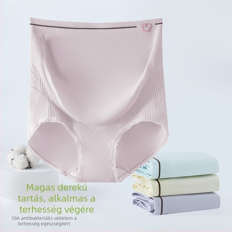 Anyasági magas derekú boxeralsó hosszított ágyékkal, varratmentes, hastámasz, a terhesség minden szakaszára, plusz méret