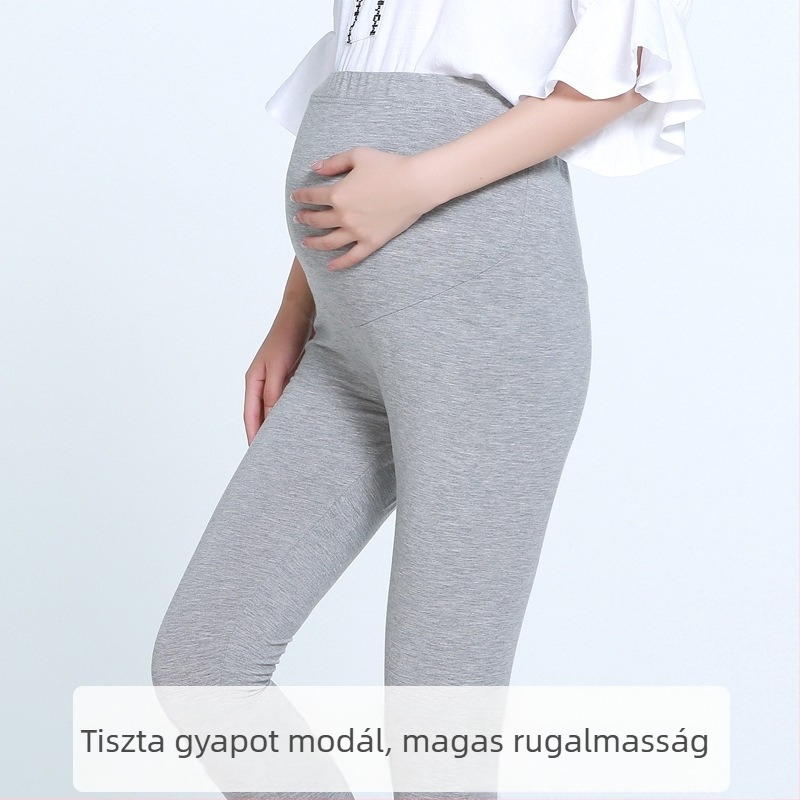 Várandós nőknek terhes leggings, has támogatás, magas rugalmasság, szűk fazon, vékony anyag, modal-pamut 95% pamut, hosszú nadrág