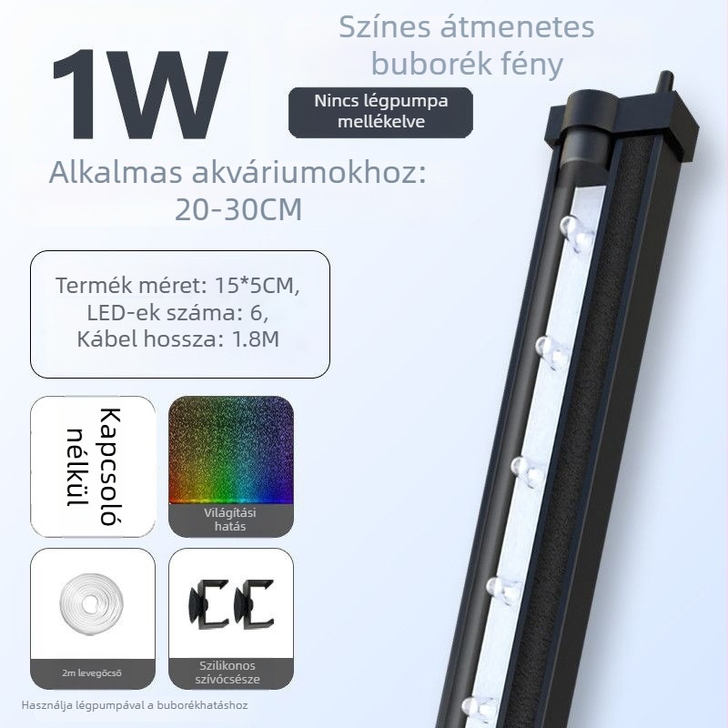 LED akváriumi buborékfény - vízálló, teljes spektrum, akváriumi táj és oxigénellátás