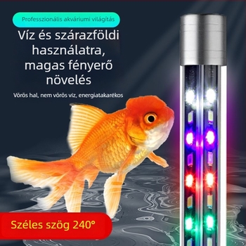 LED akváriumvilágítás, vízálló, RGB színváltó, kisméretű dekoratív lámpa akváriumhoz