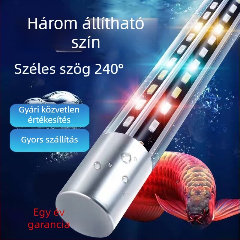 LED akváriumvilágítás, vízálló, RGB színváltó, kisméretű dekoratív lámpa akváriumhoz