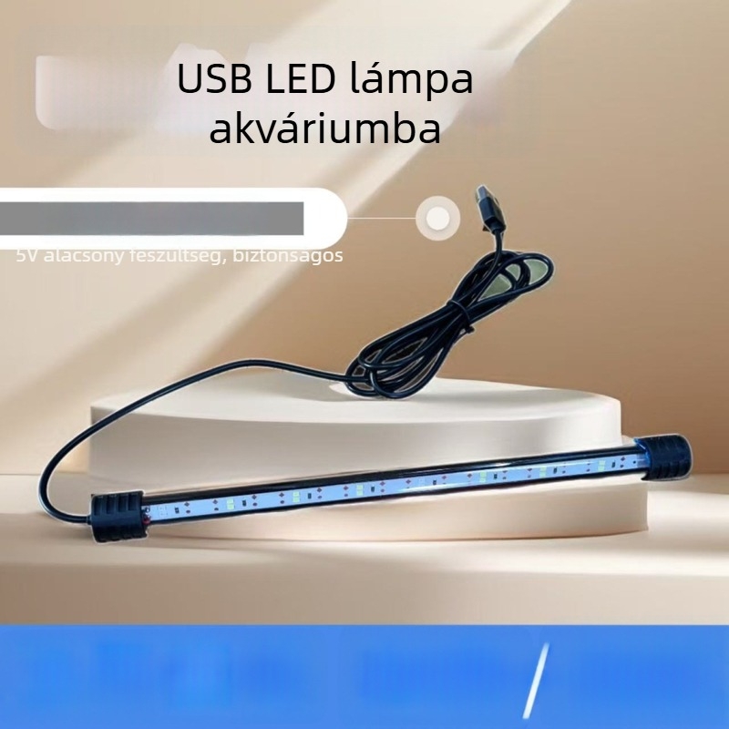 Akvarisztikai LED lámpa, alacsony feszültségű USB merülő fény, kétsoros világítás, színek fokozása, 110V