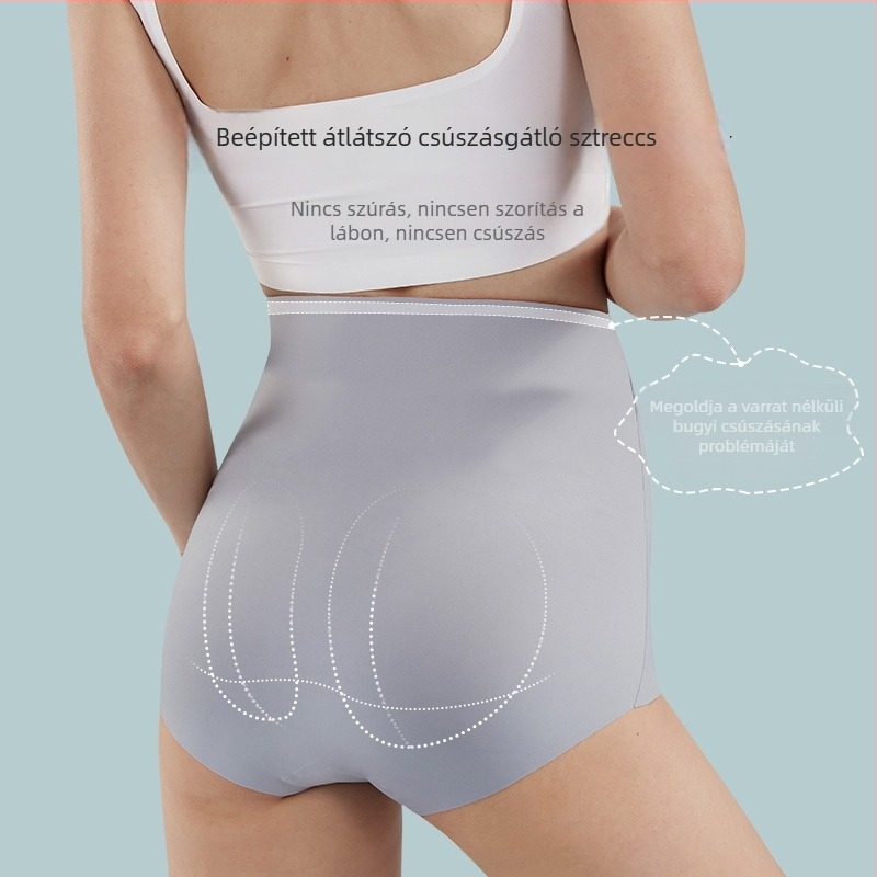 Magzatot hordozó terhességi fehérnemű, magas derekú, varrás nélküli – Nylon anyag (70–80%), belső viszkóz bélés a területén, hasi támogatás, csípőemelés