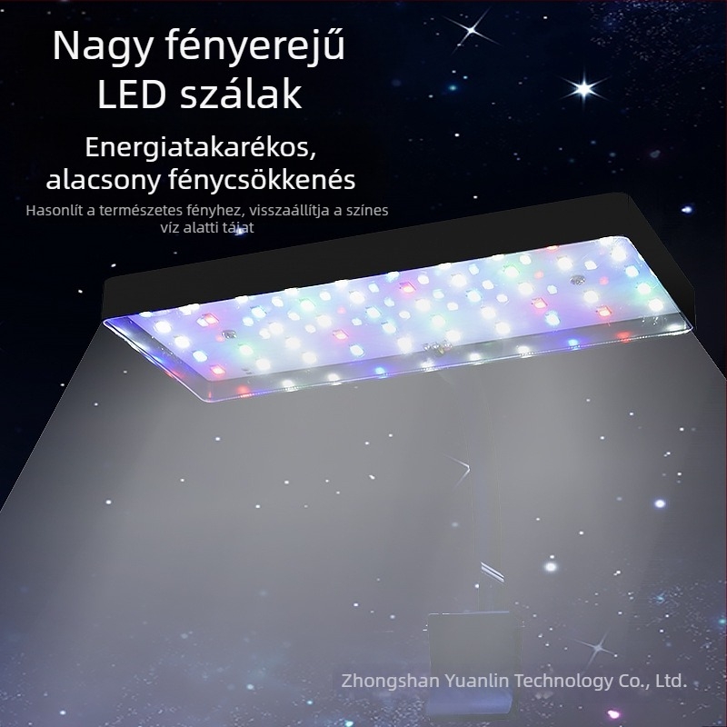 8W LED akváriumi világítás növényekhez, klipszes, állítható, teljes spektrum