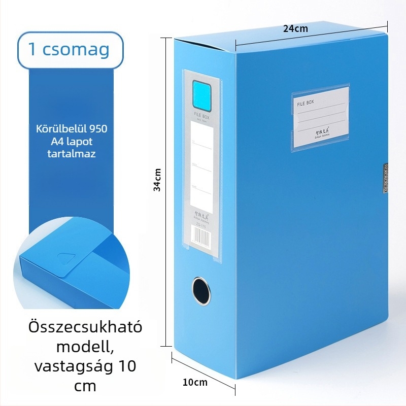 A4-es fájlbox, műanyagból, vastagított, dokumentumok és nyugták tárolására; Anyag: PP; Modellek: 2E220/2E235/2E255/2E275; Anyagvastagság: 20/35/55/75; Nyomtatott logó; Márka Intellectual Power