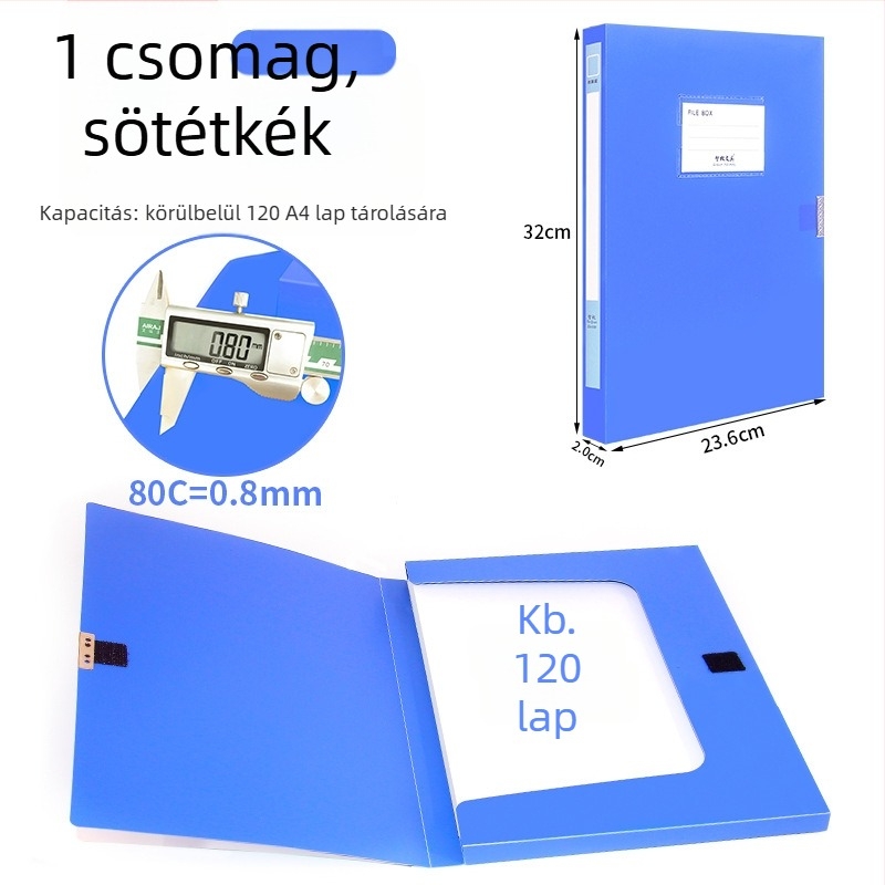 A4-es fájlbox, műanyagból, vastagított, dokumentumok és nyugták tárolására; Anyag: PP; Modellek: 2E220/2E235/2E255/2E275; Anyagvastagság: 20/35/55/75; Nyomtatott logó; Márka Intellectual Power