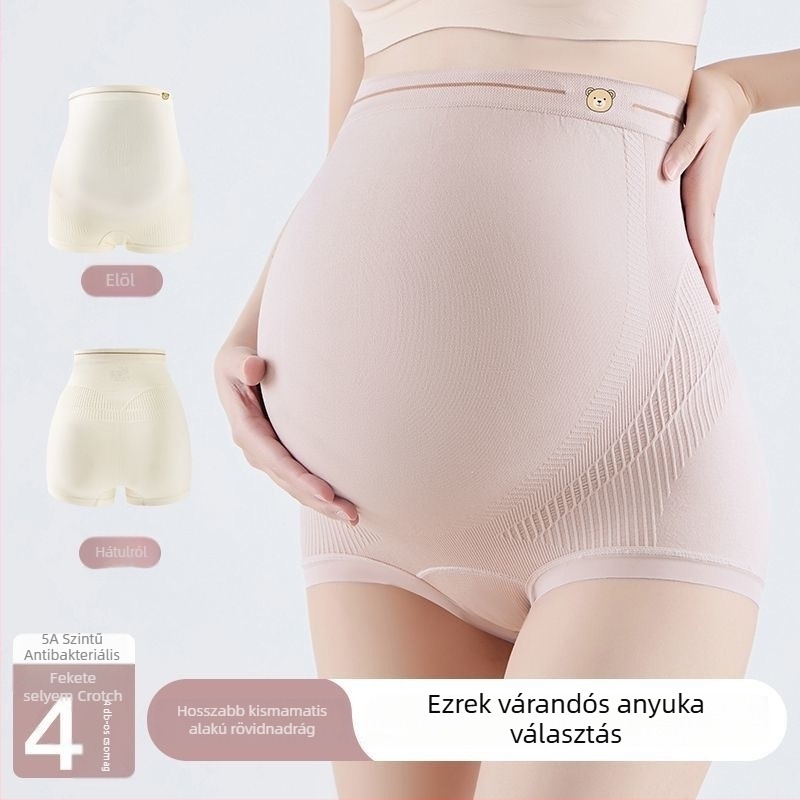 Varrás nélküli kismama fehérnemű magas derekával és hastámasztóval, bővített ágyékkal, plusz méret, minden terhességi szakaszhoz
