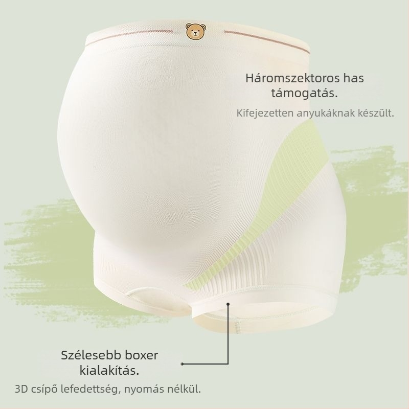 Varrás nélküli kismama fehérnemű magas derekával és hastámasztóval, bővített ágyékkal, plusz méret, minden terhességi szakaszhoz