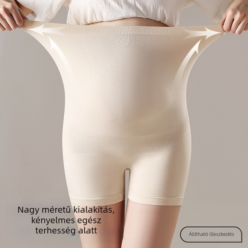 Varrásmentes terhes nadrág, magas derékkal és egyenes szabás, egyszínű, plusz méret, háromnegyedes hosszúságú, terhesség támogató nadrág.