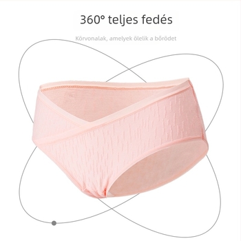 Anyasági fehérnemű, alacsony derék, lélegző, antibakteriális, jacquard szövésű, fő anyag 90–95% pamut, gát rész 50–70% pamut