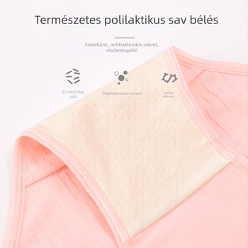 Anyasági fehérnemű, alacsony derék, lélegző, antibakteriális, jacquard szövésű, fő anyag 90–95% pamut, gát rész 50–70% pamut