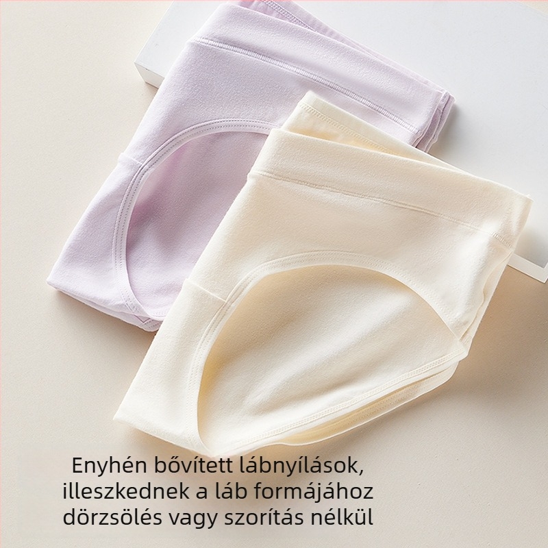 Pamut kismama alsónemű alacsony derékkal, has támasztással, a terhesség minden trimeszterére, antimikrobiális, plusz méret