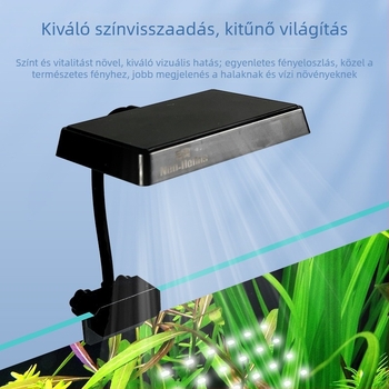Akvarisztikus LED lámpa teljes spektrummal növényekhez, klipszes kialakítás, 8W, PVC-kivitel, energiatakarékos, Niaoxiguang márka