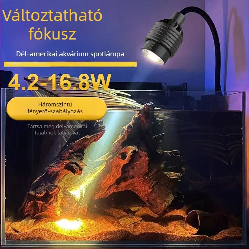 Dél-amerikai stílusú akvárium LED klipsz világítás, alumínium test, állítható fókusz, 8–18W