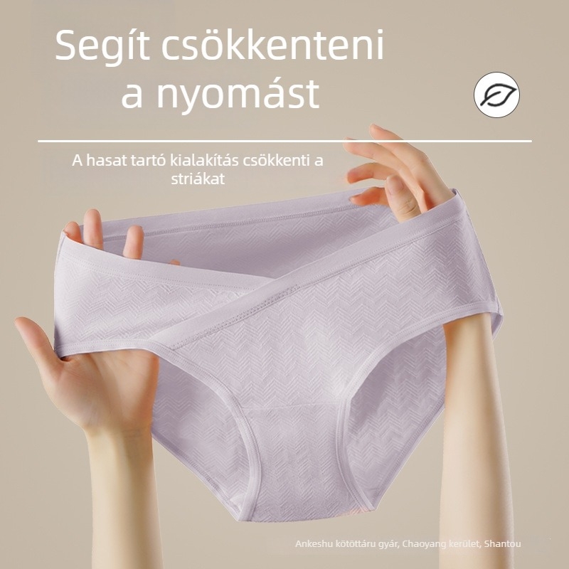 Class A 7A tiszta pamut, alacsony derekú terhesnői alsónemű, nagy méret, meghosszabbított háromszögű rész, légáteresztő és kényelmes a várandósság és a szülés utáni időszakra